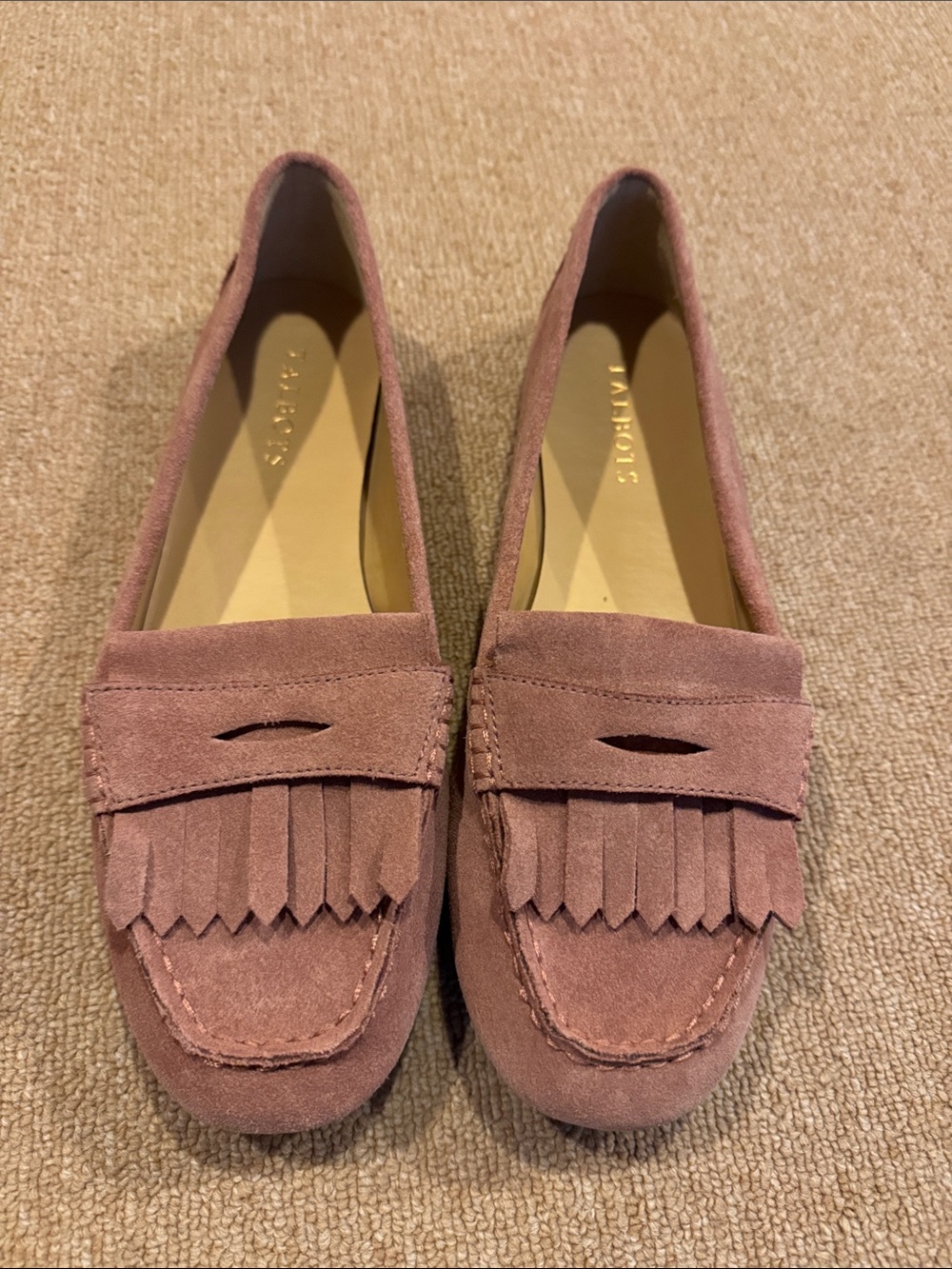 Talbots Rose Mauve Suede Fringe Penny Loafers
